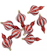 USA SELLER 8ct Red and White Shatterproof Finial Christmas Ornaments, 4.75&quot; - £27.24 GBP