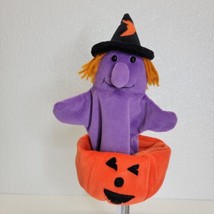 Vintage PJ Toys Inc. Halloween Hand Puppet Cute Witch Pumpkin Plush - $12.86