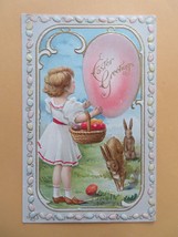 Easter Postcard Antique 1900&#39;s (Germany) Girl Child with Basket of Easte... - £15.97 GBP
