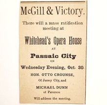 1895 Ratification Meeting Opera House Victorian Advertisement Passaic NJ... - $375.77 MXN