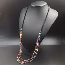 Boho Chic Necklace with Colorful Beads and Crystal Mix - Handcrafted ! - $12.99