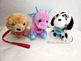 Justice For Girls Pet Shop Lot Plush Stuffed Animal Fay Dragon Penny Maddie Dogs - £21.76 GBP