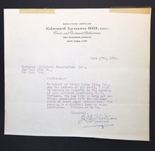 1924 Horace Swetland Condolence Letter from Edward Lyman Bill Inc. JB Williams - £11.80 GBP