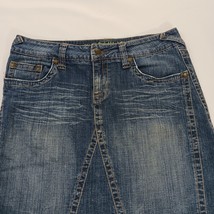 Hydraulic RN#99678 Women's Blue Cotton Stretch Denim Frayed Skirt Size 13/14 image 9