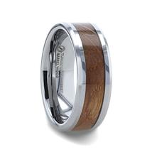 DISTILLED Whiskey Barrel Inlaid Tungsten Men&#39;s Wedding Band - 8mm - £255.11 GBP