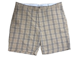 Roundtree &amp; Yorke Seersucker Shorts 50W Tan Plaid Straight Fit 100% Cotton Mens - £36.37 GBP