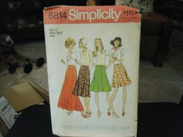 Simplicity 6814 Front Button Skirt in 4 Lengths Pattern - Size 12 Waist ... - $11.99