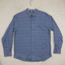 Van Heusen Traveler Men&#39;s Button Up Shirt Long Sleeve Blue Plaid Large 16 16.5 - £8.23 GBP