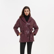 Malina Autumn Winter Parkas Women Fashion Loose Solid PU Leather Coats W... - £56.17 GBP