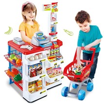 Supermarket  Shopping Cart Set Playhouse Supermarket Scan Cash Register Toy - £36.76 GBP
