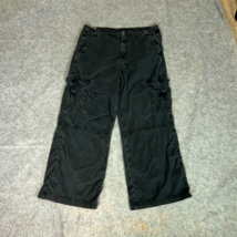 American Eagle Womens Pants 16 Short Black Cargo Wide Leg Grunge Rock Y2... - £19.15 GBP