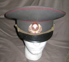 Vintage 90s BELARUS Belorussian Interior Ministry Green Dress Visor Cap Hat - $60.00