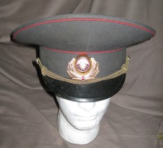 Vintage 90s BELARUS Belorussian Interior Ministry Green Dress Visor Cap Hat - $60.00