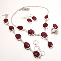 Kashmiri Ruby Gemstone Handmade Fashion Ethnic Necklace Set Jewelry 18&quot; SA 439 - £14.56 GBP