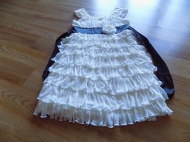 Girls Size 8 My Michelle White Tiered Ruffle Dress with Black Satin Trim EUC - £19.18 GBP