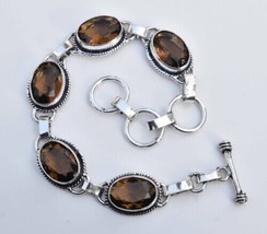 Smoky Quartz Gemstone 925 Silver Bracelets Handmade Jewelry Bracelets 7&quot; - £9.72 GBP