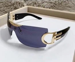 Rimless Wrap Around Y2K Sunglasses For Women Unisex Futuristic Oversized Fashion - £15.46 GBP