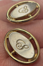 Sleek and Elegant Men's HICKOK Gold and Silver Oval "S" Monogrammed Cuff Links - $17.82