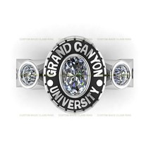 Personalized Oval Birthstone University Class Ring Silver925 Grad Gift for Women - £96.86 GBP