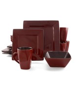 Gibson Elite Kiesling 16 Piece Hard Square Dinnerware Set in Red - $98.85