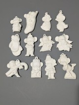 Set of Twelve Christmas Mouse Ornaments Ceramic Bisque Ready to Paint - $17.33
