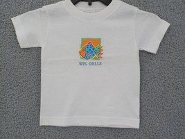 TODDLER WHITE T-SHIRT SZ 24 MONTHS BRIGHT SILK SCREENED FISH WIS DELLS NWOT - £7.96 GBP