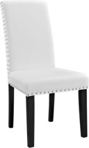 White Parsons Dining Side Chair With Faux Leather Upholstery From Modway. - $125.99