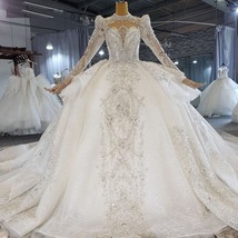 Beautiful princess wedding dress dubai luxury lace long sleeve wedding dress plu - £704.04 GBP