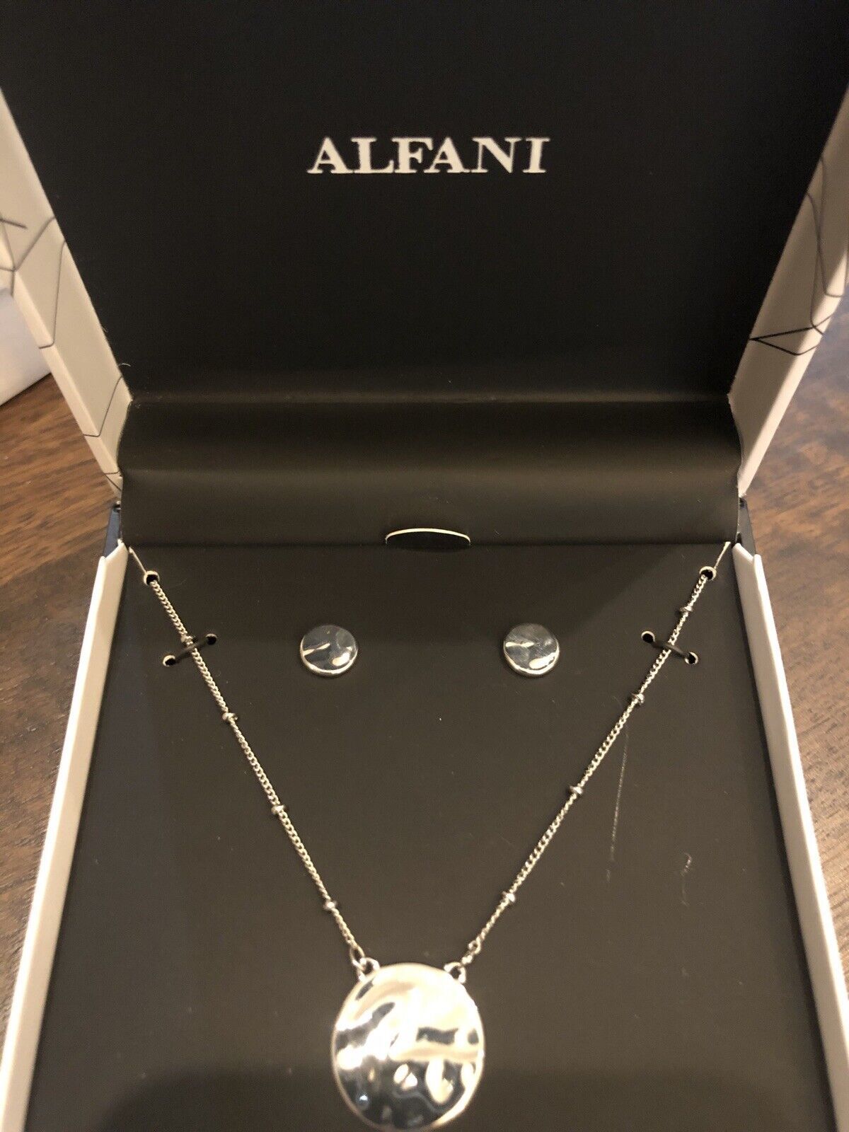 ALFANI SILVER PLATED NECKLACE AND EARRING SET - $14.85