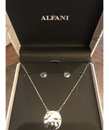 ALFANI SILVER PLATED NECKLACE AND EARRING SET - £11.68 GBP