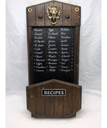 Vintage Brown Recipes Holder With Lion Doorknocker 6&quot; 1 1/2&quot; X 11 1/2&quot; - $26.72