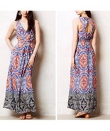 ANTHROPOLOGIE Maeve Silk orange and blue boho paisley maxi dress size 6 - $92.05 CAD