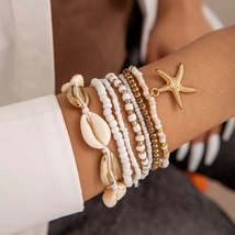 Bohemian Layered Shell Stretch Beads Bracelet Set - £4.48 GBP