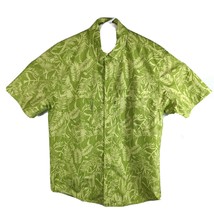 Duluth Vented Fishing Shirt Mens Medium Yellow Green Hiking Hawaiian Design - $24.43