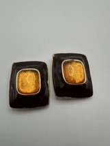  Intake Gold Brown And Orange Clip Earrings 4.1cm - £9.52 GBP