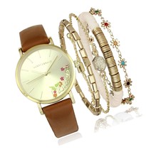 Brand Watches for Women Floral Dial with Genuine Strap - $146.49
