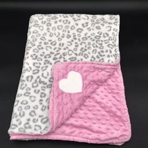 Okie Dokie Baby Blanket Leopard Heart Pink Gray Minky Snow Leopard Cheetah - £37.54 GBP