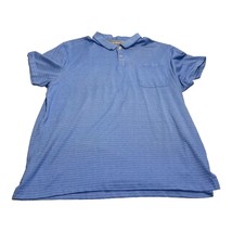Van Heusen Flex Polo Shirt Men&#39;s XL Blue Striped Pockets Short Sleeve Co... - £13.69 GBP