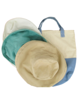 Lot Of 3 Sun Hats &amp; Martha Stewart Tote Bag Cotton Linen Wide Brim Flopp... - $31.11 CAD