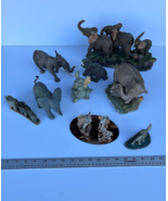Lot of 9 elephant figurines, various makers marble, resin, glass, signed... - $49.02 CAD