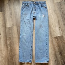 Levis 501 Mens Jeans Size 35x32 Button Fly Straight Leg Medium Wash Dist... - £23.55 GBP