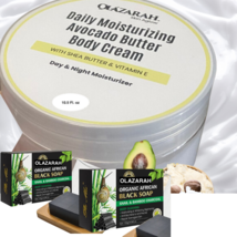 Avocado Body Cream + Natural Black Soap w/Snail &amp; Bamboo Charcoal Bundle  - £20.55 GBP