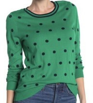 J. Crew Women’s Polka Dot Crew Neck Green Pullover Kelly Navy Dot Size XS NEW - £40.18 GBP