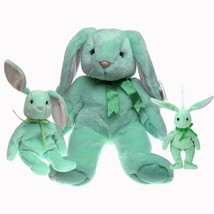 Hippity Mint Bunny Ty Beanie Baby Buddy and Basket Beanie Set of 3  MWMT Easter - £43.96 GBP