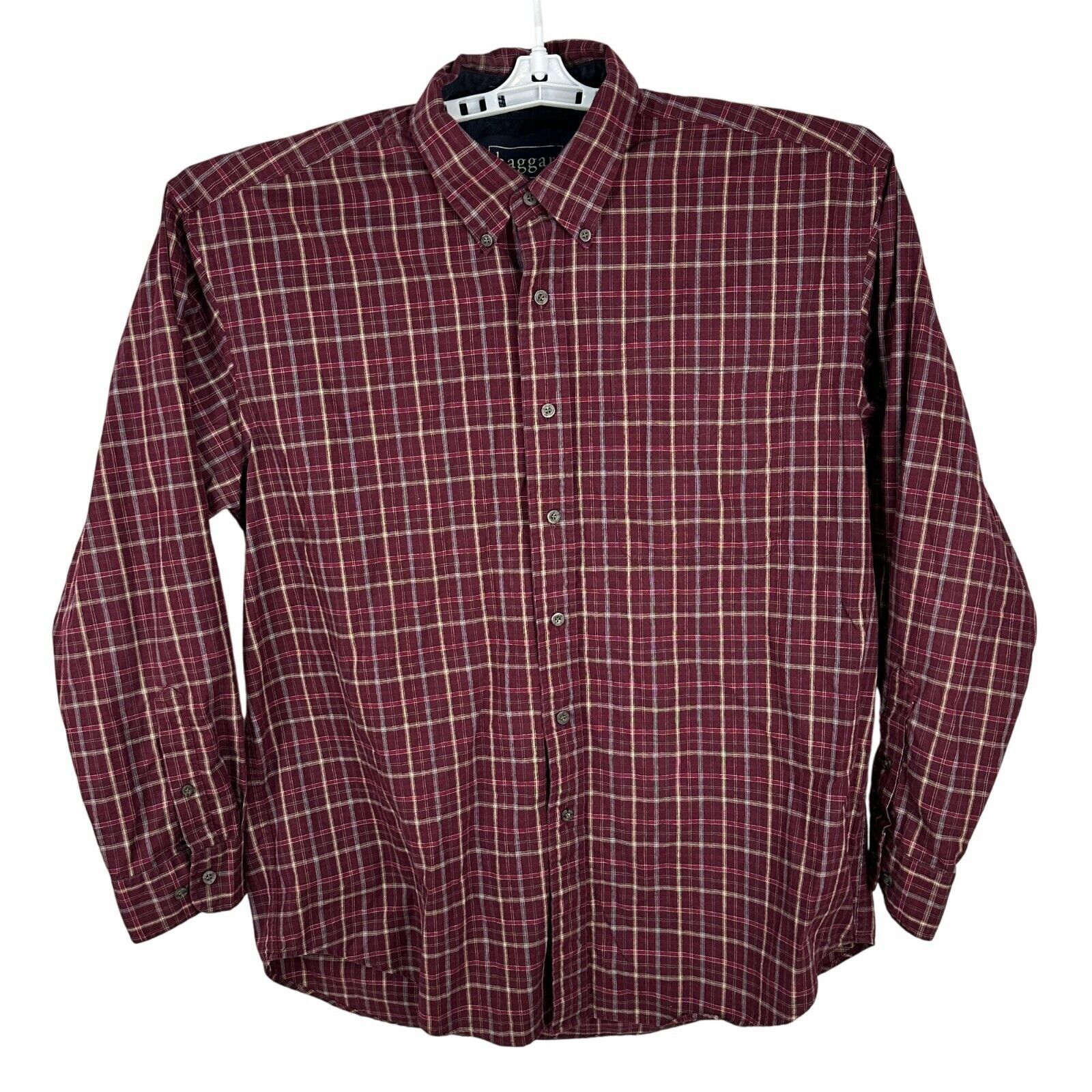 Haggar Generations Mens Long Sleeve Plaid Button-Down Shirt L Red/White - $18.50