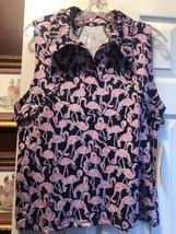 NWT GOTTEX Navy Pink Flamingo Ruffle Sleeveless Golf Polo Shirt - S M L & XL image 2