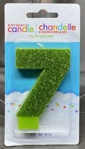 Number 7 Green Glitter Birthday Candle - £1.97 GBP