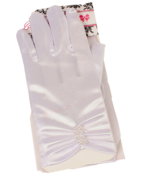 Bonnie Jean First Communion Gloves White Satin with Pearls 4-6X New - $145.31 MXN