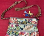 SAKROOTS Purse Butterfly &amp; Floral with Key Charms Hand Bag 11x2x9 - $24.74