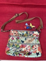 SAKROOTS Purse Butterfly &amp; Floral with Key Charms Hand Bag 11x2x9 - £19.46 GBP